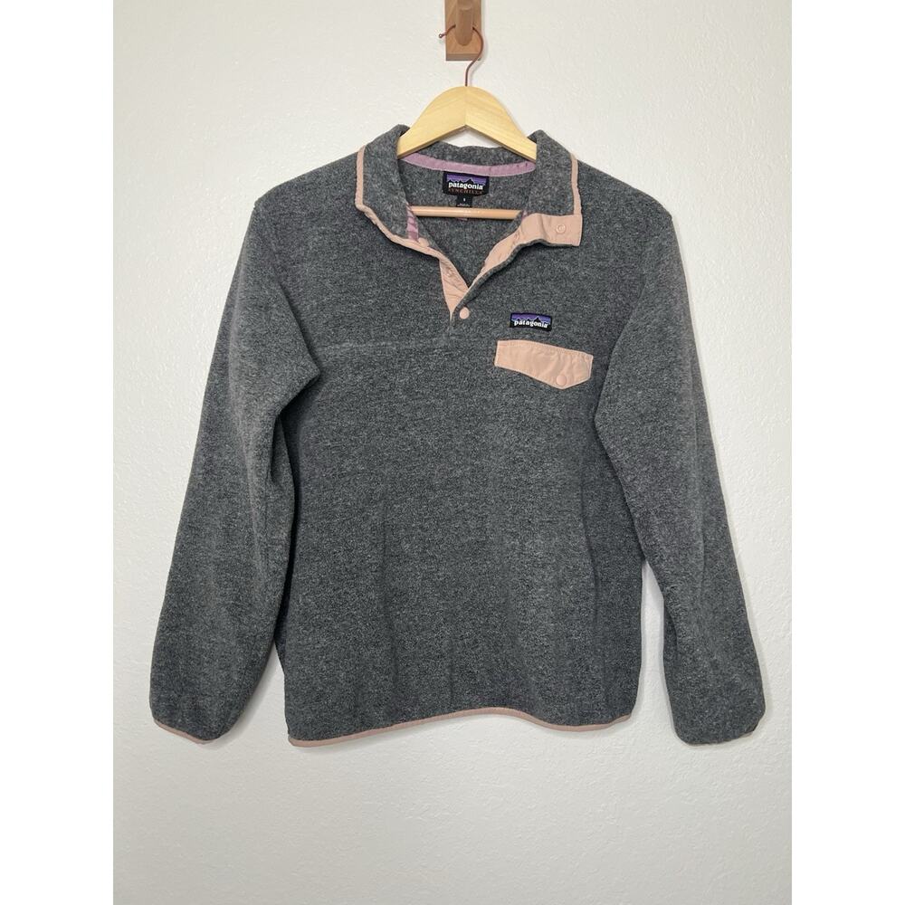 Patagonia Snychilla Snap T Fleece Pullover in Grey Pink Women's Size Small